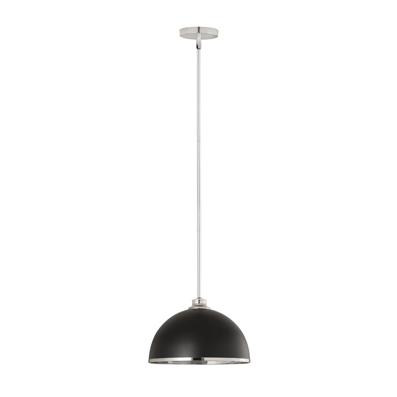 Luminaire suspendu 1 lumière Hagberg, Noir mat, H 12 po x l 14 po x P 14 po, Chrome