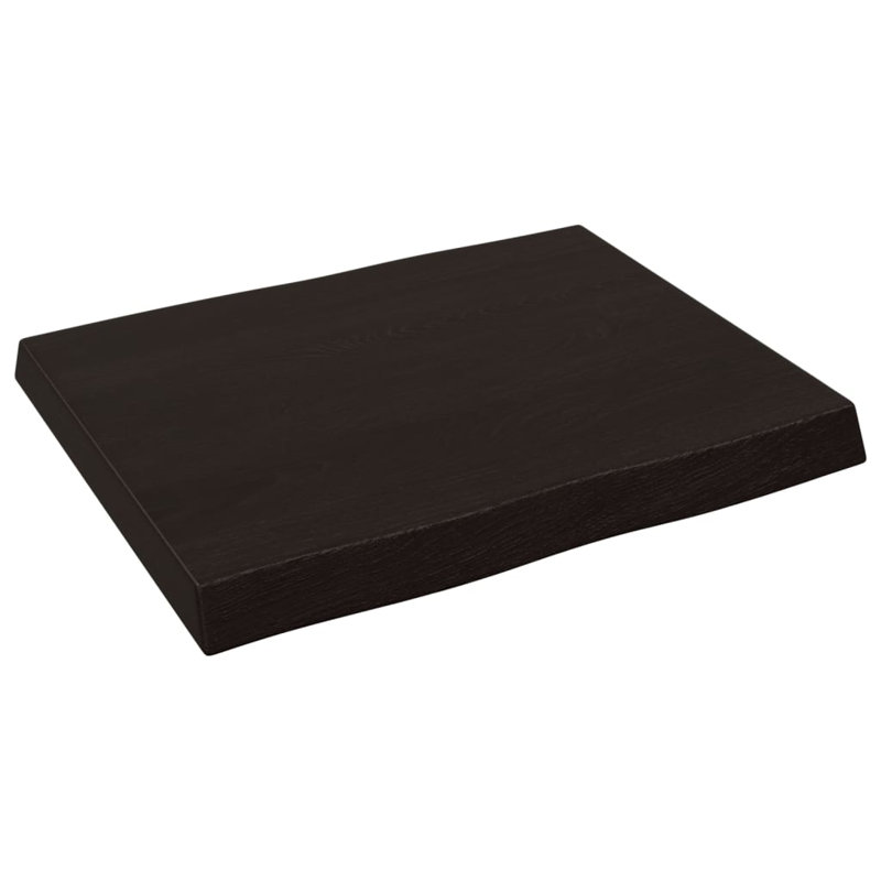 Table Top Solid Wood Oak, 6cm H x 60cm W x 50cm D, Dark Brown