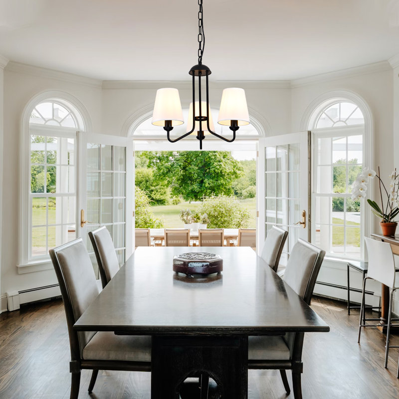 3 - Light Dimmable Classic / Traditional Chandelier, Black