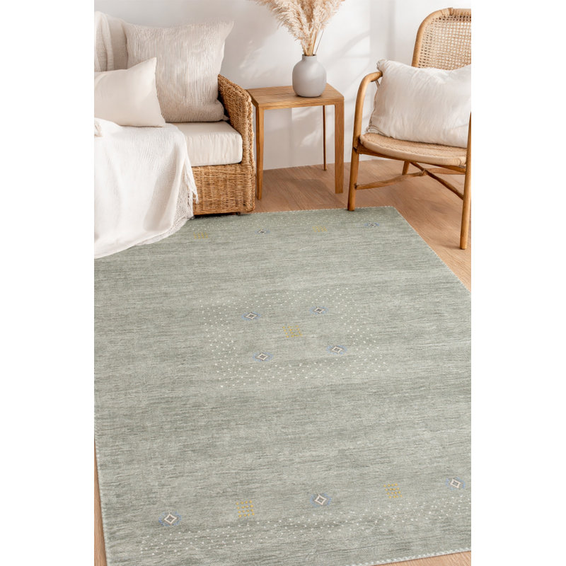 Kristilyn Gray Handmade Wool Modern Solid Hand-Knotted Area Rug, Rectangle 3' x 5'