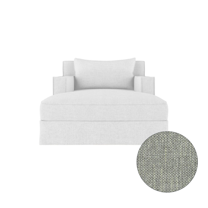 Mulberry Chaise Lounge, Plush Velvet Silver Streak, Weathered