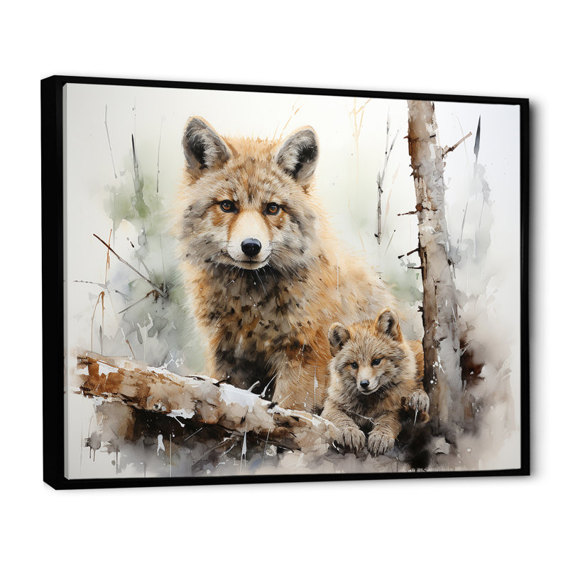 Famille de loups, Cadre flottant noir, H 30 po x l 40 po x P 1,5 po