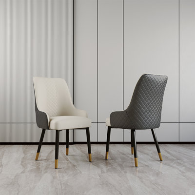 Katsutoshi Mid-Century Faux Leather Dining Chair, Legs, Density Sponge Pre-Assembly