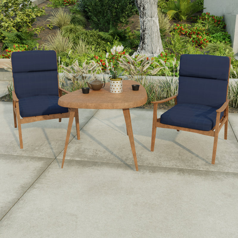 22" x 44" Outdoor Chair Cushion with Ties and Loop, Canvas Navy