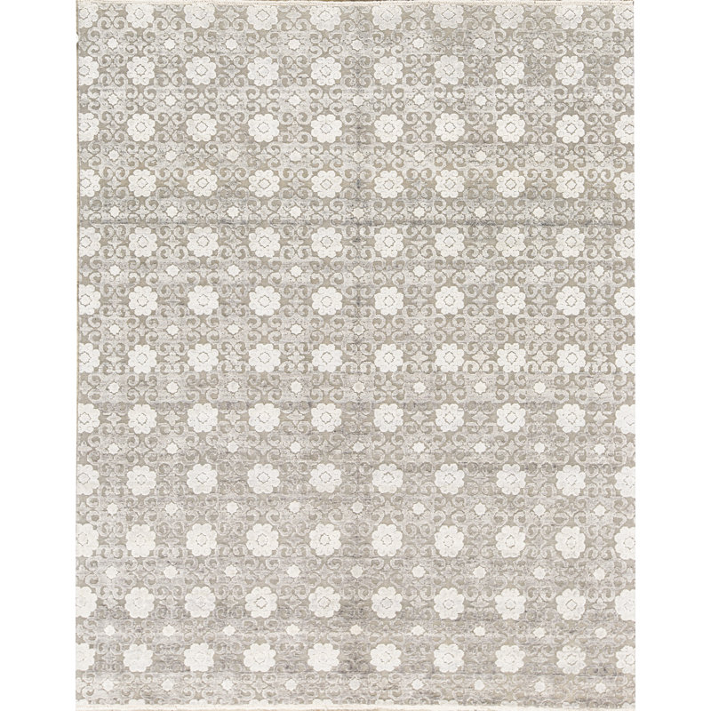 Hand-Knotted High-Quality Gray and Silver Area Rug