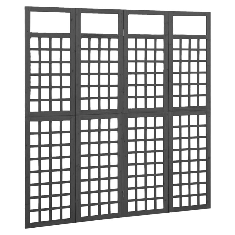 Lhrizi 242.5cm W x 180cm H Solid Wood Folding Room Divider, 4, Black