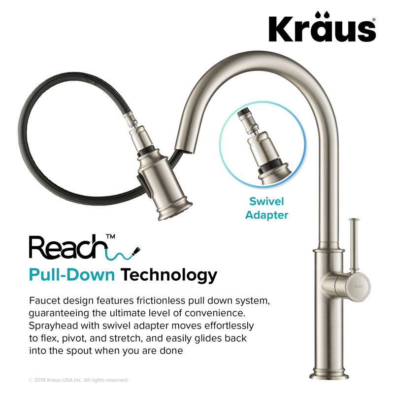 Sellette Pull Down Single Handle Kitchen Faucet, With Soap Dispenser, Spot Free Stainless Steel