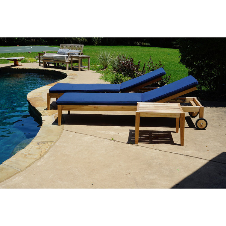 25'' Outdoor Teak Chaise Lounge Set with Table