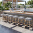 Tabourets de bar à hauteur de comptoir de 25 pouces, tabourets de bar d'extérieur French Bistro avec rotin en PE tissé à la main