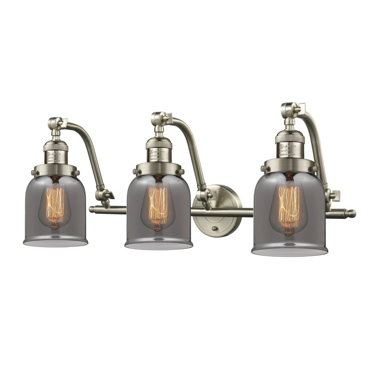 Luminaire de meuble-lavabo 3 lumières 28 po Bell, Plaqué couleur fumée, Nickel satiné brossé, Ampoule à DEL rétro de 6 watts