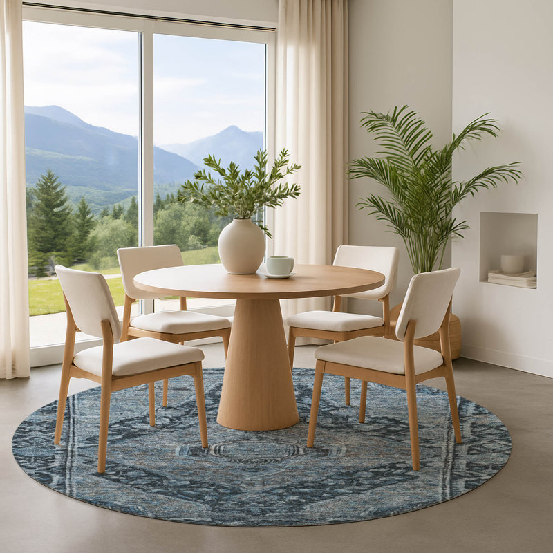 Premium Machine Washable Lubbers AMF1761 Border Rug, Round 8'