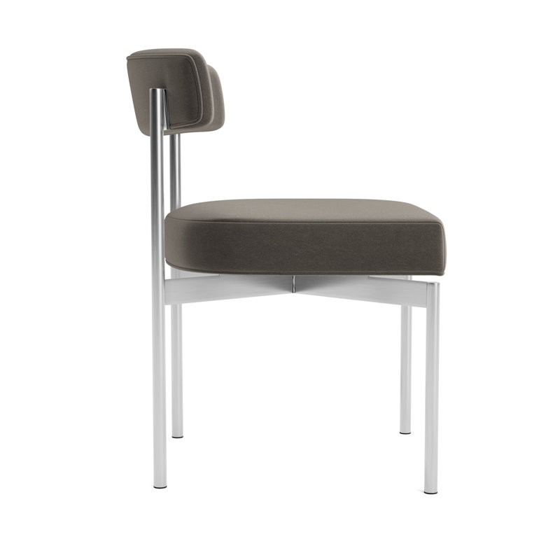 Remy Upholstered Dining Chair, Performance Velvet - Graphite, Brushed Stainless Steel