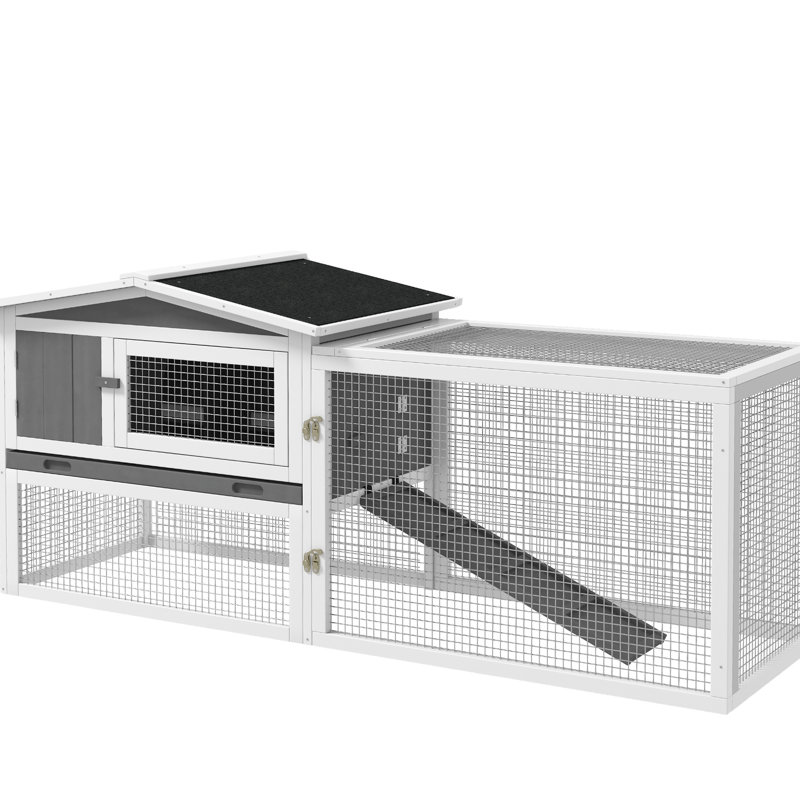 Rabbit , 2-Storey, Detachable Run, Waterproof, For 1 - 2 , Grey 2-Storey Ample Space, 1-2