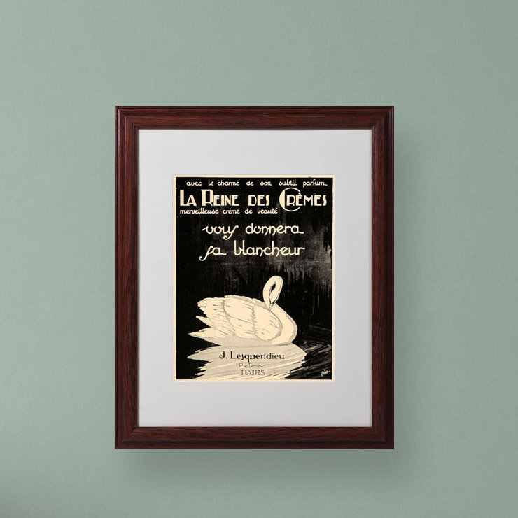 « lesquendieu cremes », affiche rétro sur toile encadrée, H 20 po x l 16 po x P 0,75 po, Brun