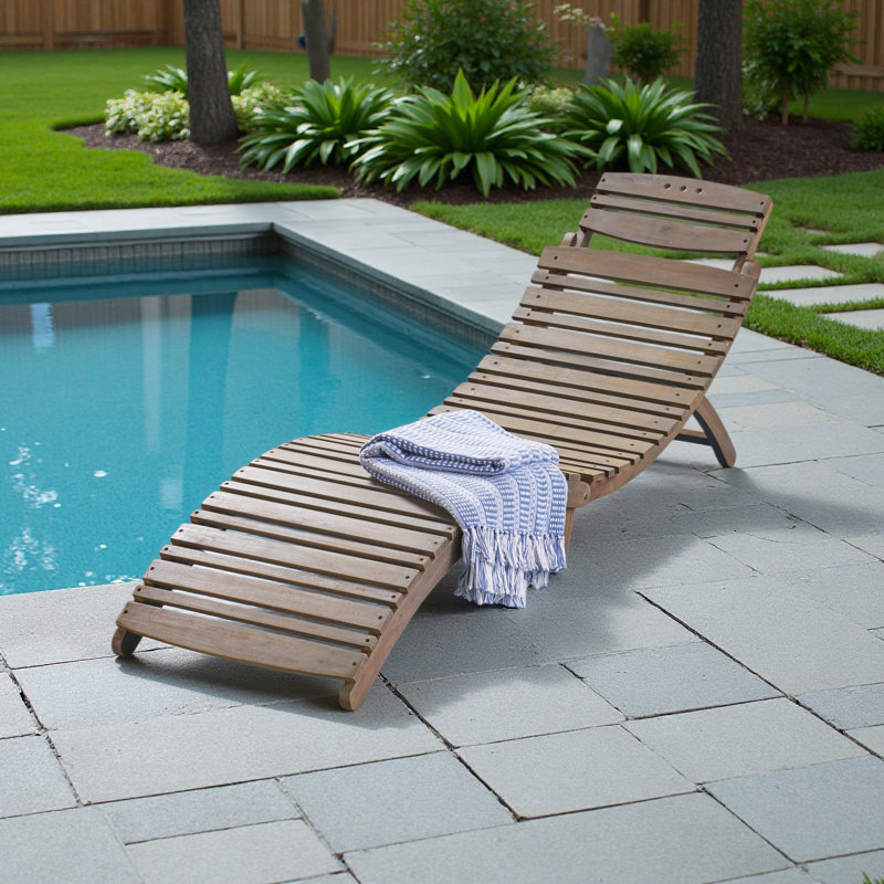 WOOD FOLDABLE CHAISE LOUNGE, Gray