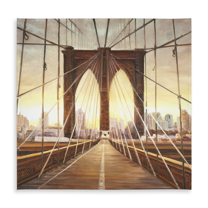 Sunset on the Brooklyn Bridge Tablecloth | Indoor Outdoor Decor