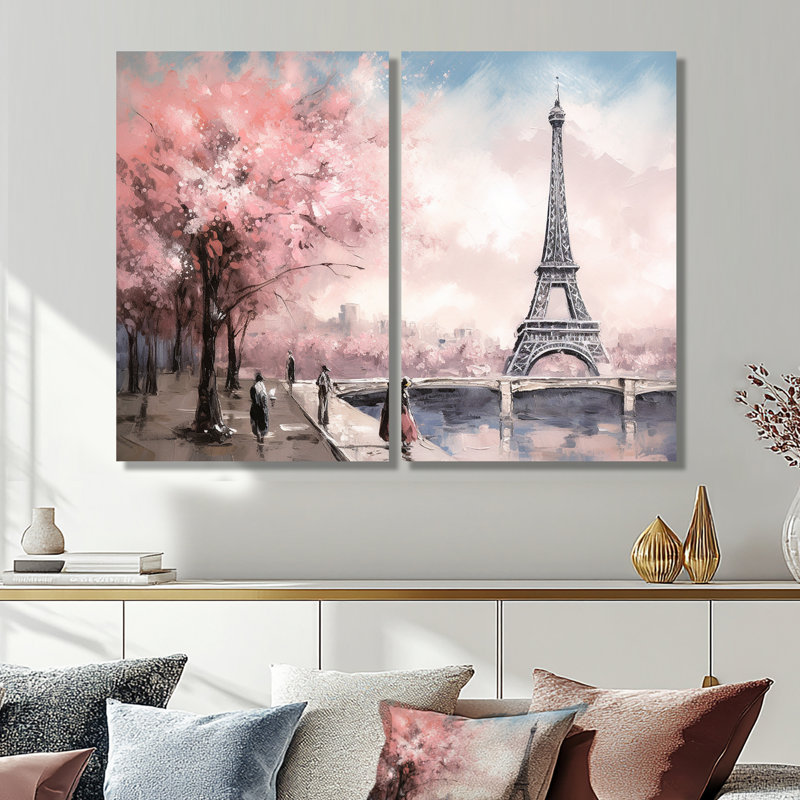 Chef-d'œuvre de la Tour Eiffel II - grand art mural français 2 panneaux, 36" H x 48" W, Wrapped Canvas, Does Not Apply