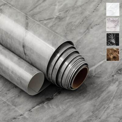Deep Gray Marble Peel And Stick Wallpaper, Removable Waterproof Vinyl Granite Decor For Furniture, Countertops (24" X 236")