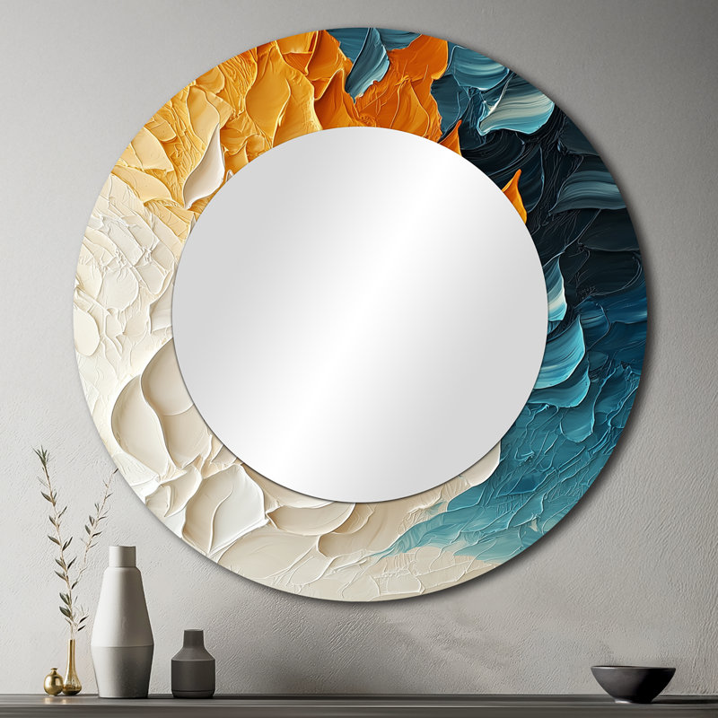 Vague de sable Biomorphism - Mural I - décoration murale miroir moderne - imprimé sur métal, 36 po x 36 po