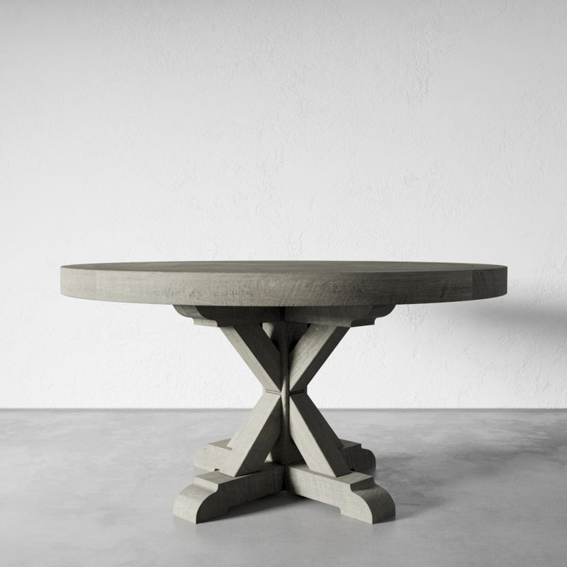 Lampert Pine Round Solid Wood Dining Table, 60" L x 60" W, Rustic Gray