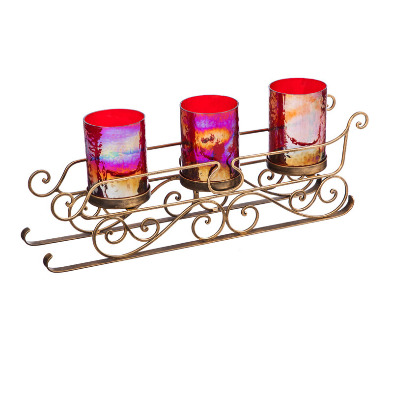 Petit candleabra en métal à baies