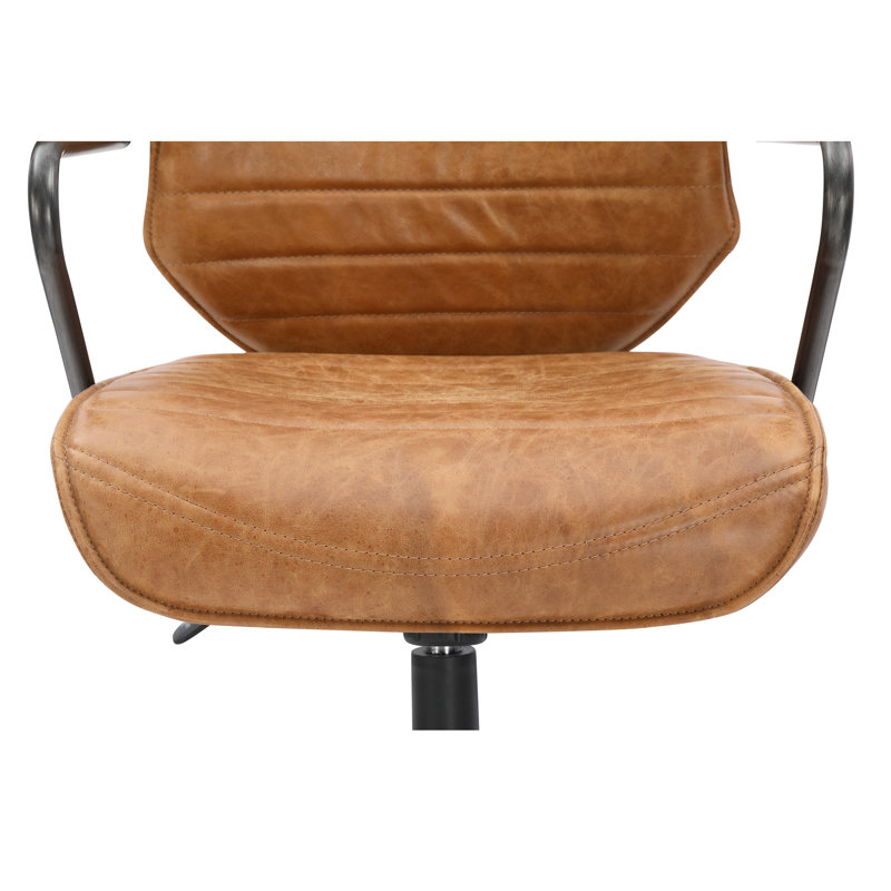 Genuine Leather Executive Chair, Tan Leather