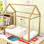 Twin Size Wooden House Bed with Roof-1284652045