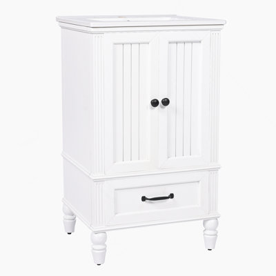 Meuble-lavabo de salle de bain avec lavabo, armoire avec deux portes, butoir de porte magnétique, patins réglables et tiroir pour un rangement pratique dans la salle de bain