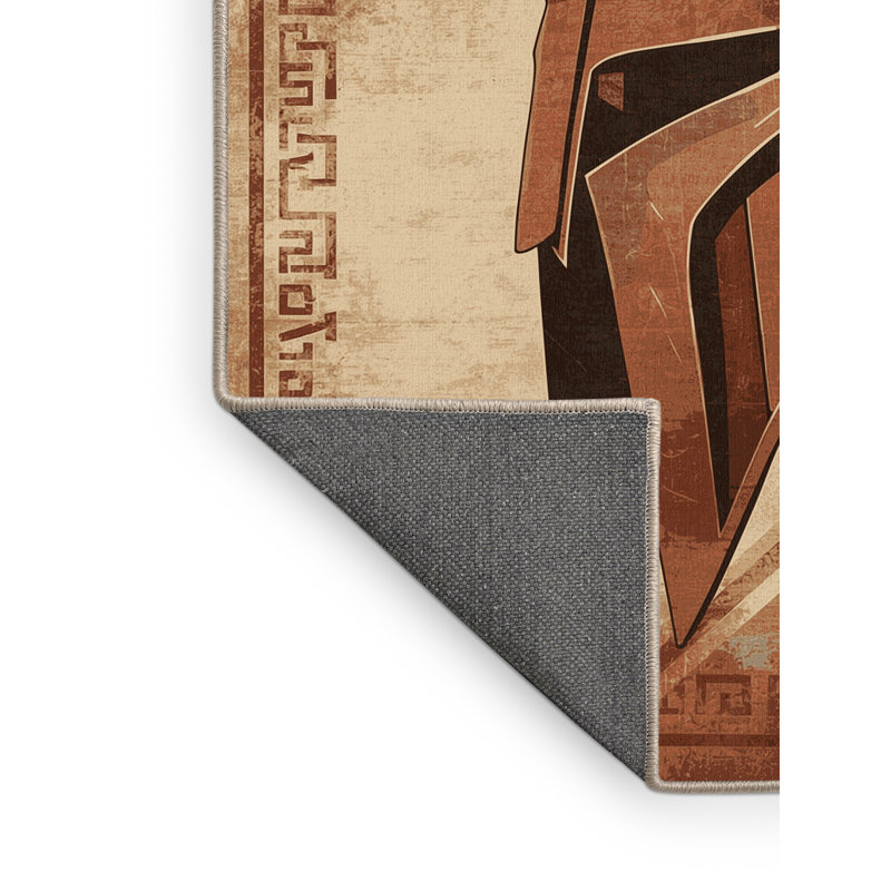 Tapis moelleux traditionnel moelleux au look traditionnel rétro brun - reliure beige, 5 x 7
