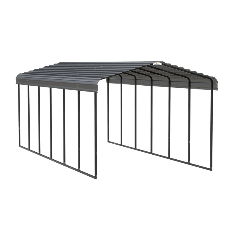 Galvanized Steel Carport, 12X29X9, Charcoal