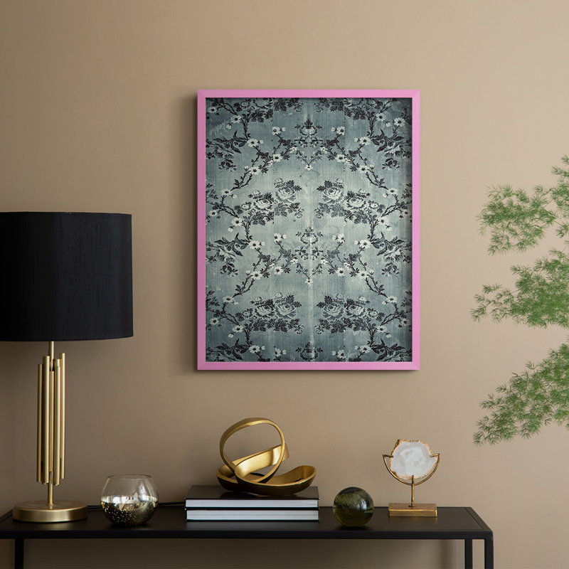 Vintage Abstract Print XCI Framed Print - Solid Wood, 15" H x 12" W, Pink