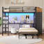 Lit superposé simple en L 88,2 x 72,8 x 42 po avec bureau et portemanteau-2067733721