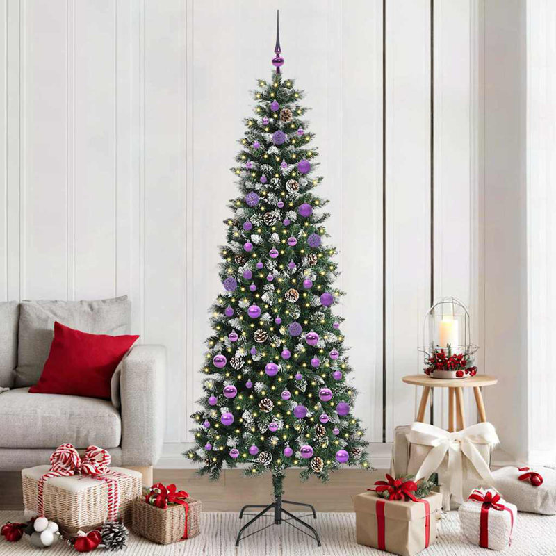 Artificial Christmas Tree with 300 LEDs Green, Purple, 6.89' H