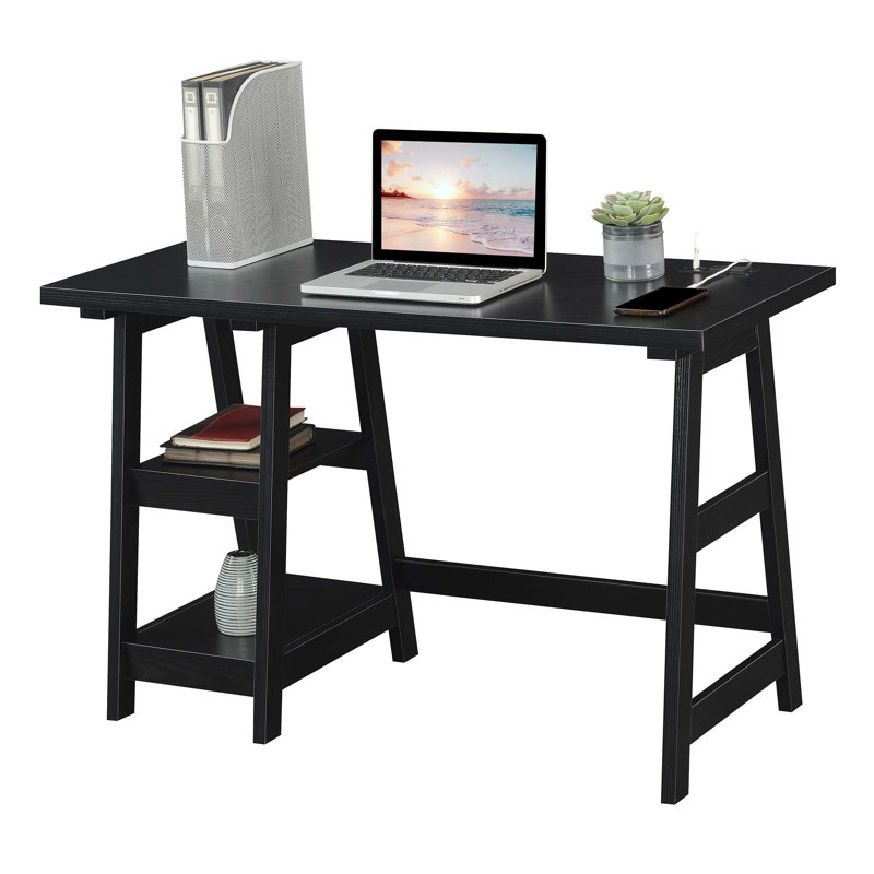Bureau d'ordinateur avec prises intégrées Saribek, Noir