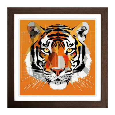 Tiger Constructivism No.1 - Single Picture Frame Print on Wood