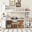 Lit mezzanine en métal avec garde-robe et bureau en forme de L, lit mezzanine avec cubes de rangement et tablettes, lit mezzanine robuste pour adultes-821975738-826525507