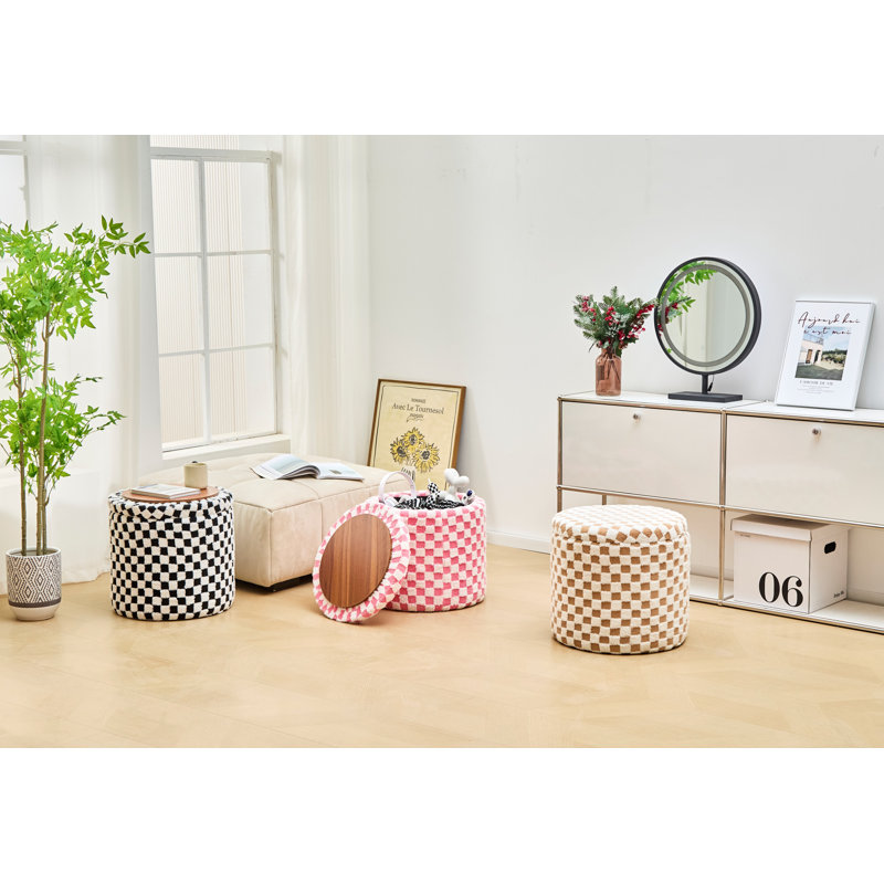 Upholstered Pouf, Pink