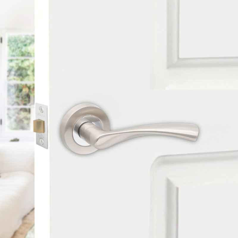 Mercury Lever Door Handle, Satin Chrome/Polished Chrome