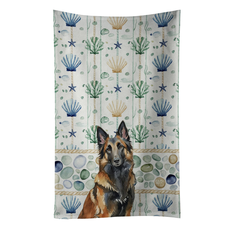 Belgian Tervuren Coastal Sea Glass Kitchen Towel, Belgian Tervuren