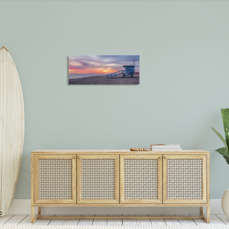 «Beach Hut Sunset» par Jeff Poe, H 13 po x l 30 po x P 1,5 po