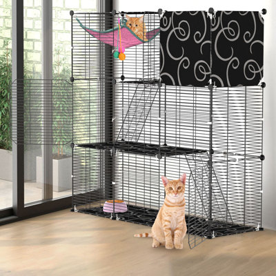 41,73 x 14,17 x 42,12 po en cage de chat en métal à 3 niveaux