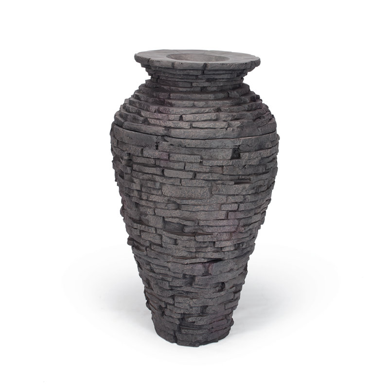 Small Slate Grey Stacked Stone Urn Fountain Kit