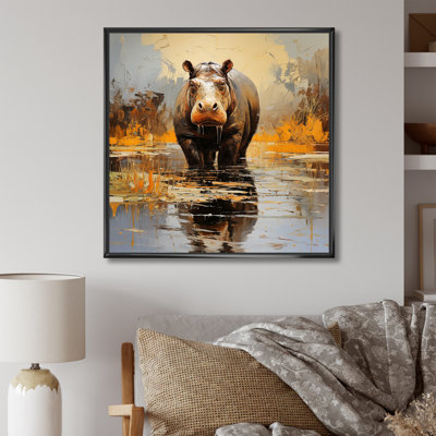Hippopotame roi 5 - Hippopotame, art mural de salon
