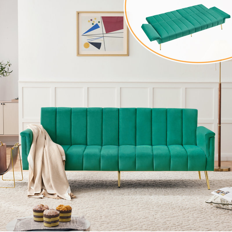 2 Seater Velvet Sofa, Green Velvet