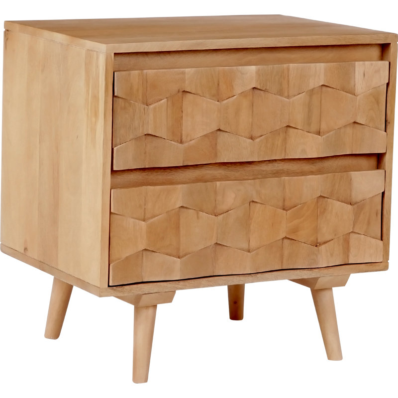 Alice 2 - Drawer Solid Wood Nightstand