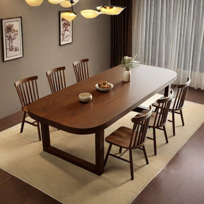 Solid wood round corner dining table rectangular