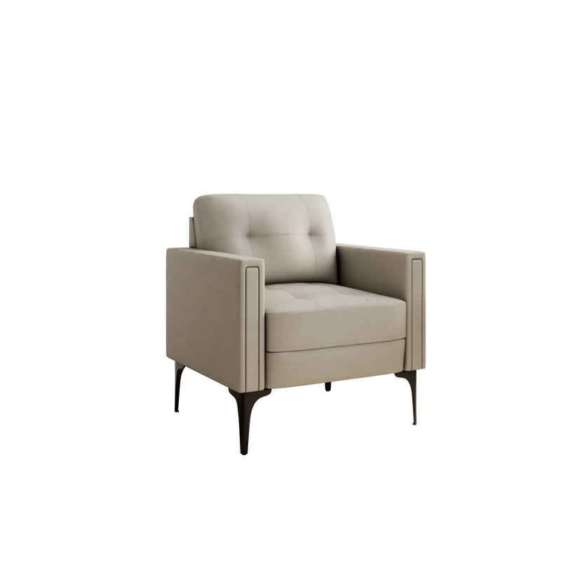 Upholstered Armchair, Beige Polyurethane