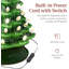 Arbre de Noël 15 po en céramique, arbre de Noël de table pré-éclairé peint à la main, 2 étoiles, 64 lumières - vert avec ampoules blanc chaud