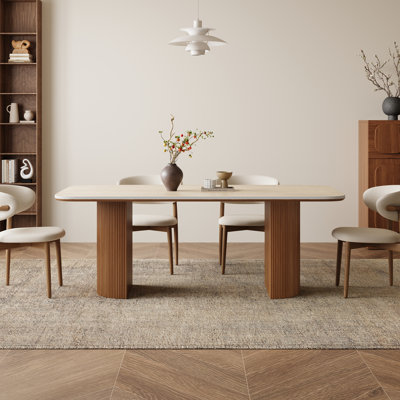 71'' Modern Rectangular Dining Table, With Sintered Stone Tabletop And Rounded Corners