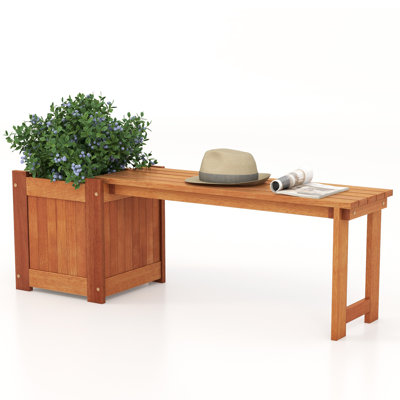 Bench with Planter Box 2 in 1 Wooden Flower Box Kit with Seat
